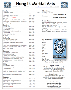 Tarrytown Taekwondo schedule