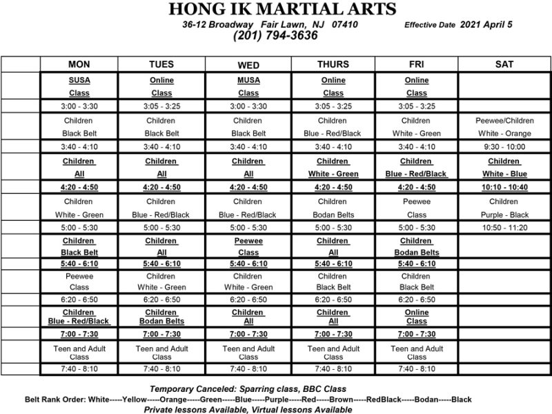 HIMAFairLawnTempSchedule040821 Hong Ik Martial Arts