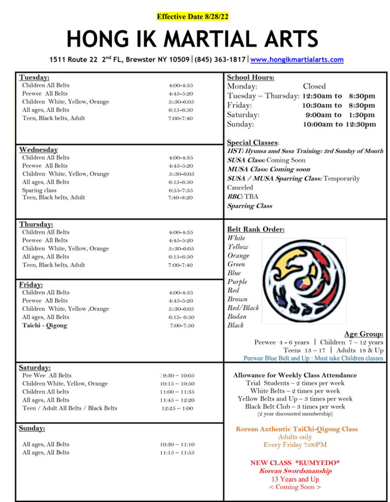 brewster-schedule-hong-ik-martial-arts