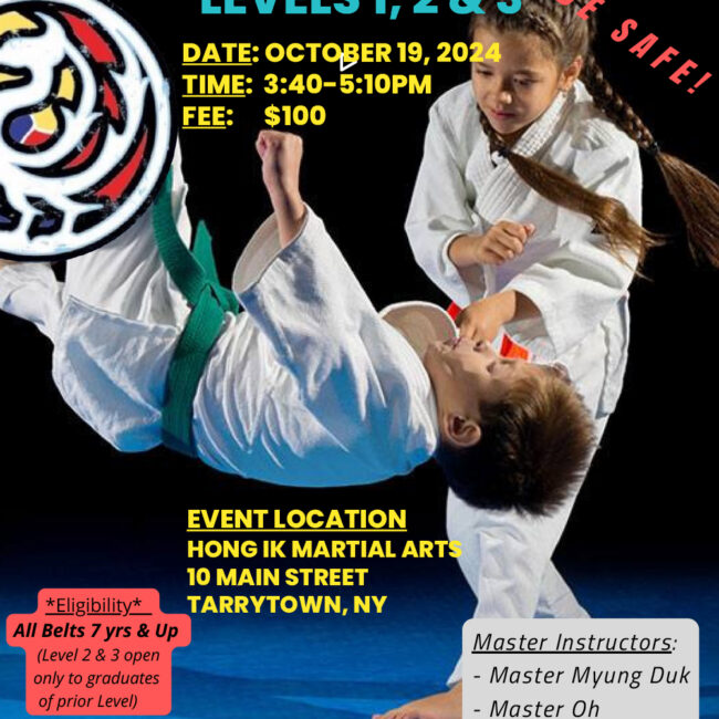 HONG IK MARTIAL ARTS: UPCOMING SELF-DEFENSE WORKSHOP - OCTOBER 2024