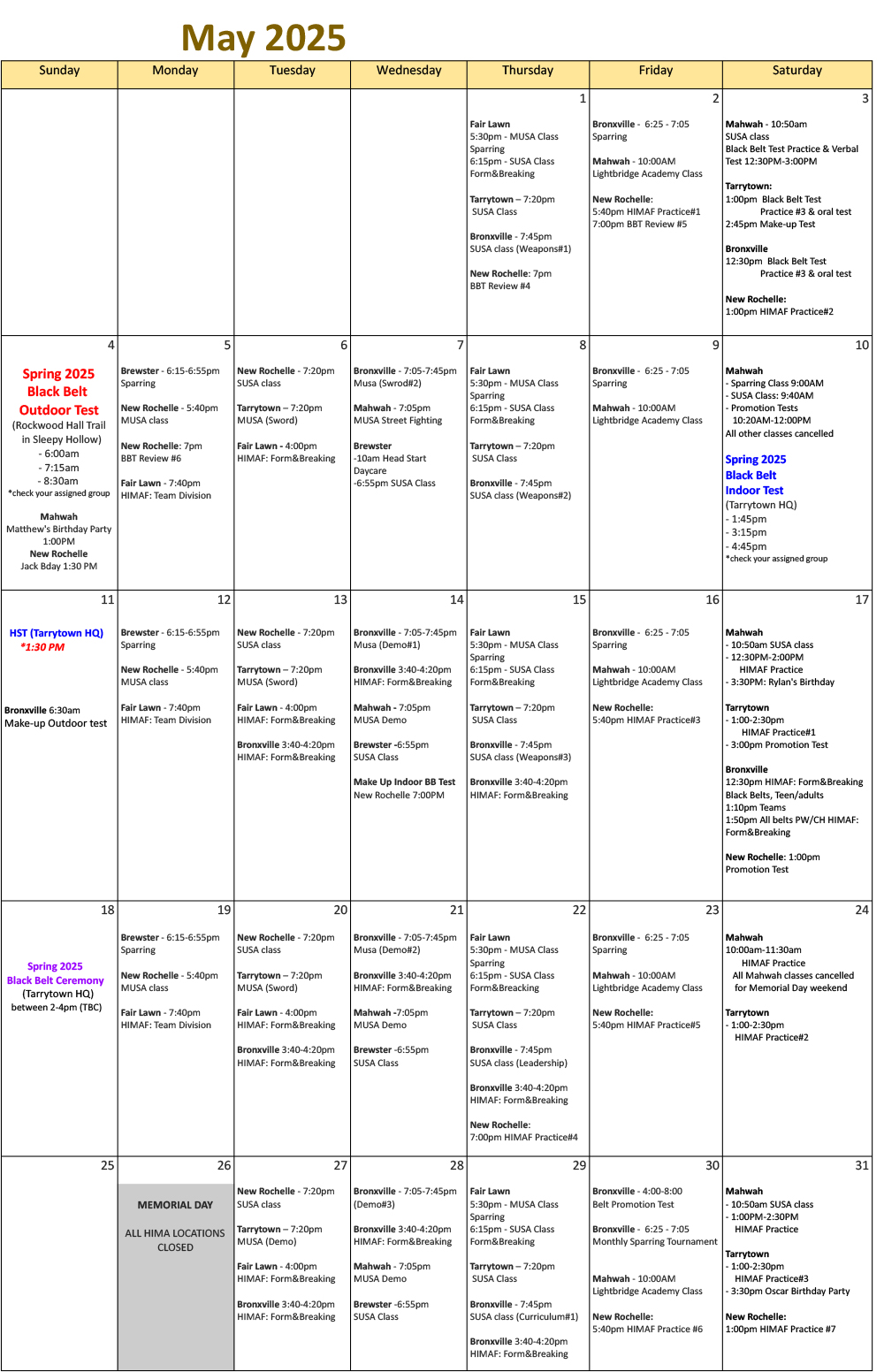 Schedule