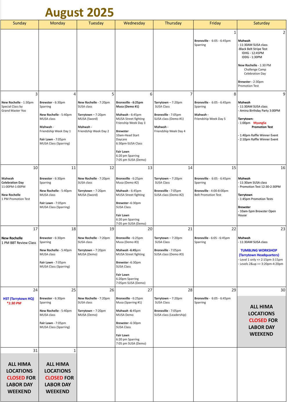 Schedule