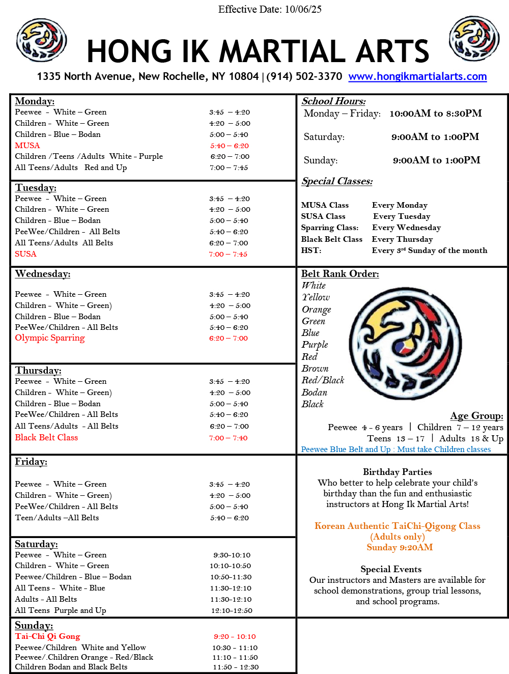 Schedule