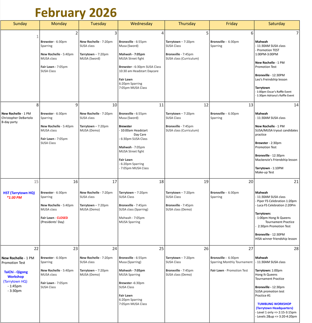 Feb Schedule