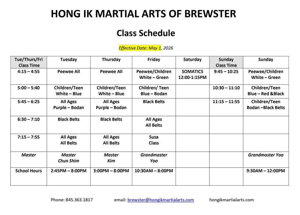 Brewster schedule