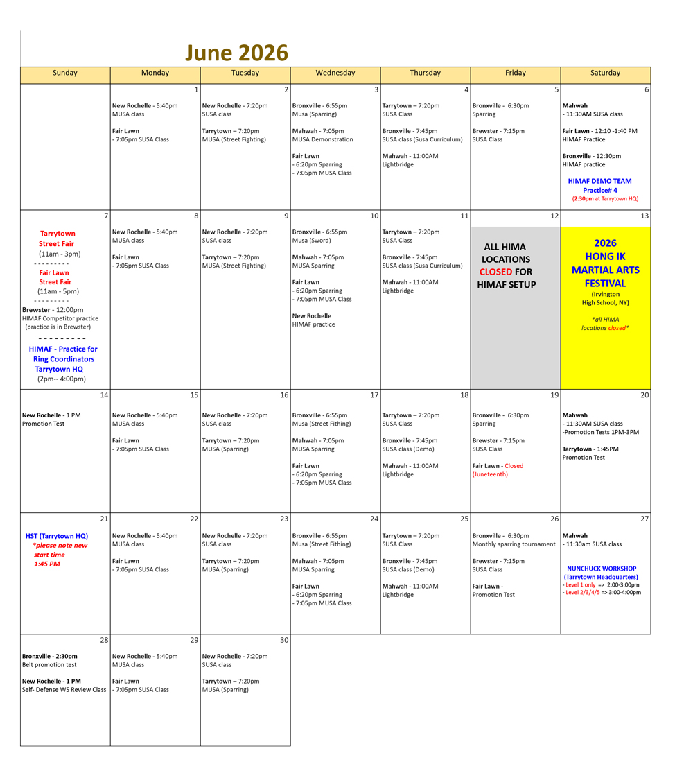 June 2026 Schedule
