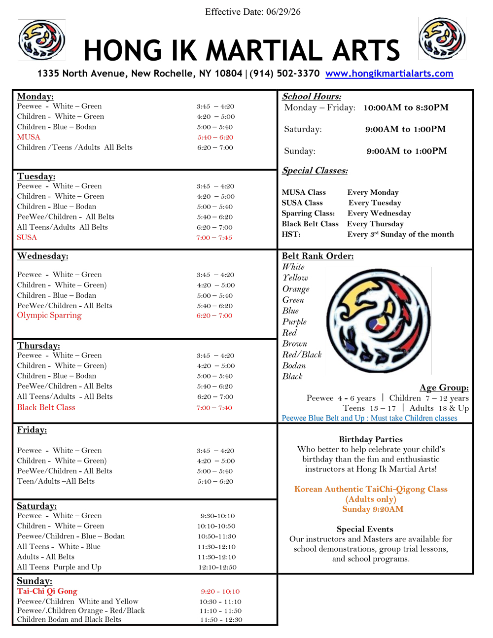 Schedule
